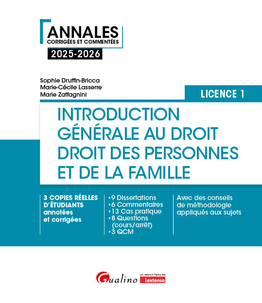Introduction générale au droit et droit des personnes et de la famille - L1